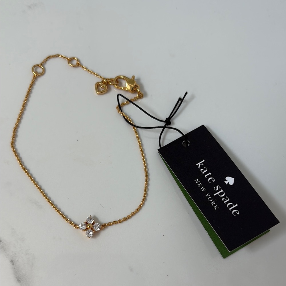 Kate Spade Gold Bracelet with Floral Crystal Charm